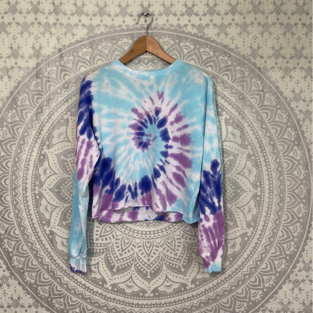 Nwt $18 No Boundaries Walmart Tie Dye Cropped Shirt Top Long Sleeve Sweatshirt M
